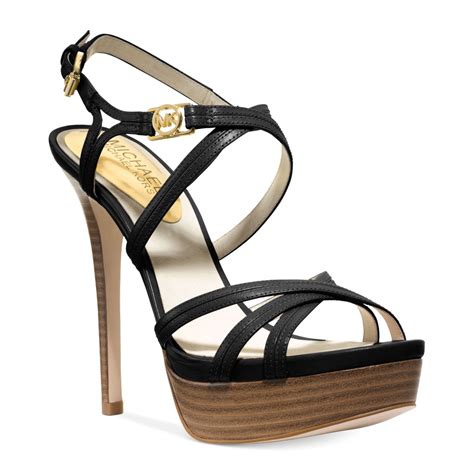 black michael kors platform sandal|michael kors black heels sandals.